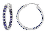 3.60 Carat (ctw) Lab-Created Blue Sapphire In and Out Hoop Earrings in Sterling Silver